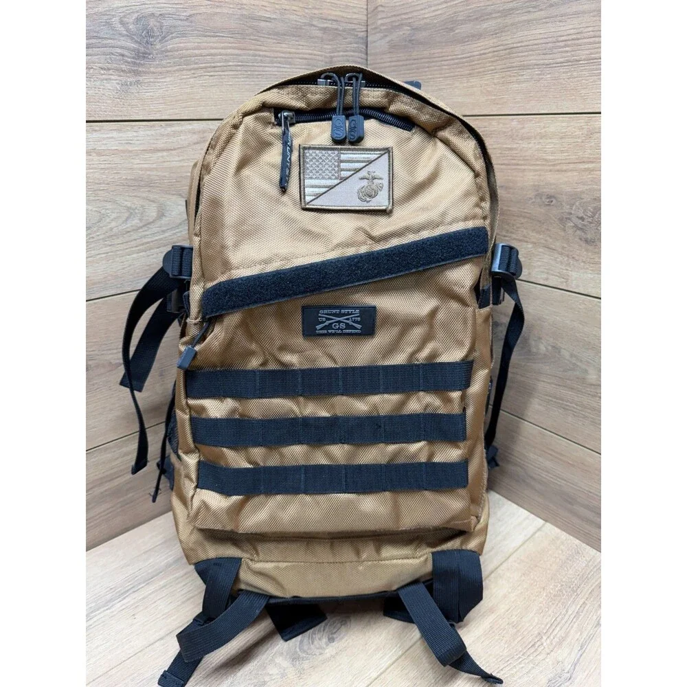 Grunt Style Coyote Brown Tactical EDC Backpack with USMC Flag Morale Patch